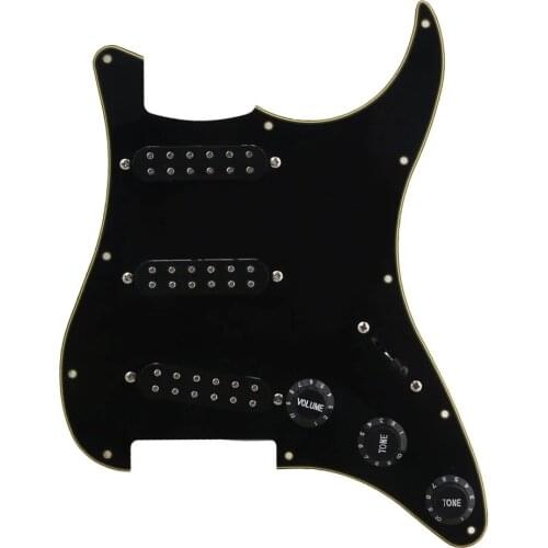 Black PVC SSS Single Coil Electric Guitar Prewired Loaded Pickguard Set