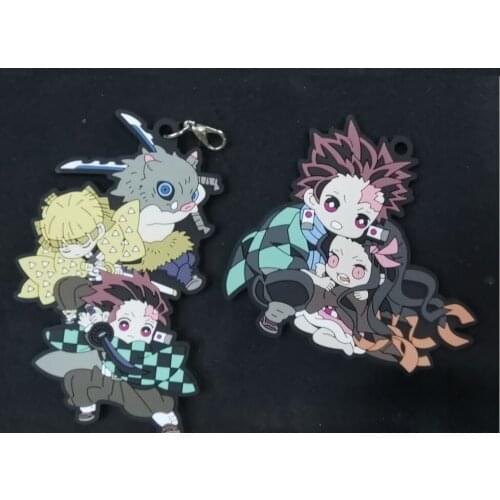 Demon Slayer: Kimetsu no Yaiba original Japanese anime figure rubber Silicone mobile phone charms key chain strap keyring