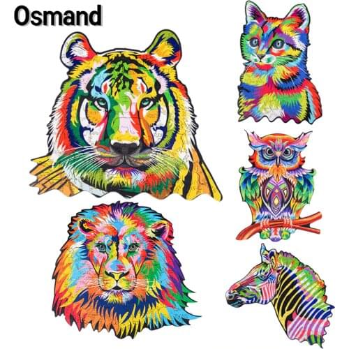 Wooden Jigsaw Puzzle Colorful Cat Tiger Animal Puzzles Board Set Interesting Educational Games Toys For Adults Kids Xmas Gifts