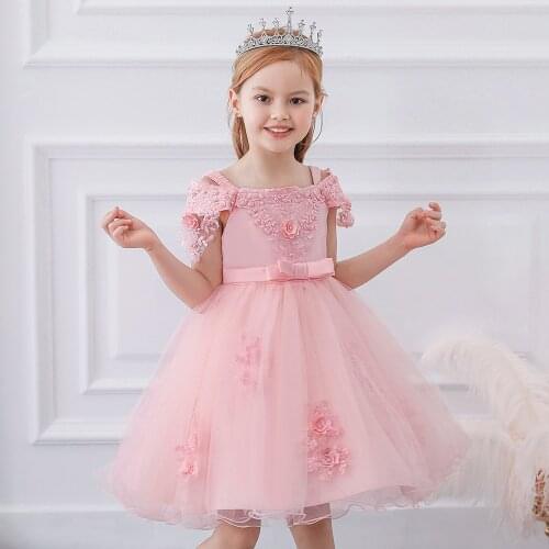 Children wedding party children clothing girl word shoulder flower baby girl clothes child christmas part tutu costume L5057