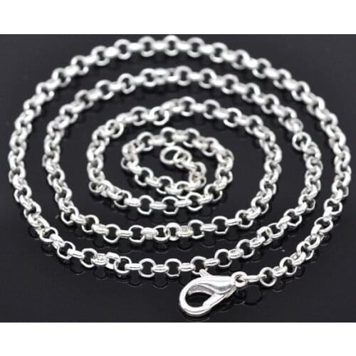 DoreenBeads Retail Silver color Lobster Clasp Link Chain Necklaces 3.2x0.5mm,20" sold per pack of 12 Pcs