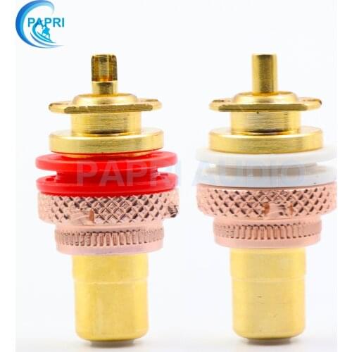 EIZZ Female RCA Connector Gold Plated RCA Signal Socket Lotus Seat Amplifier Tube Phosphor Bronze Brass