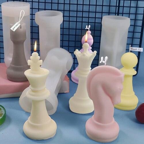 Chess Candle Mold 3D International Chess Piece Silicone Molds for DIY Resin Casting UV Epoxy Mould Craft Chess Making Home Decor