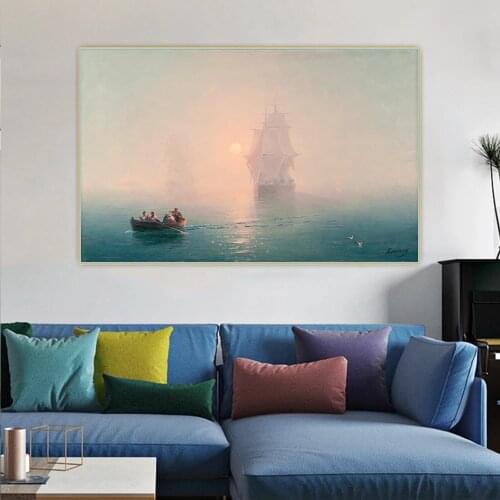 Holover Ivan Aivazovsky"Warship" Canvas Oil Painting Romanticism Seascape Unframed Poster Wall Art Aesthetic Home Decor
