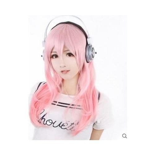 SuperSonico Cosplay Headwear SONICO KENGO Cosplay Pink Gradient Color Wig Toy Headset Halloween Cosplay Accessories