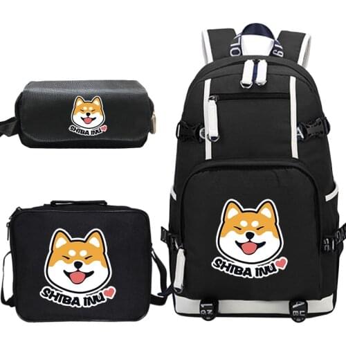 Cute Funny Shiba Inu Dog Backpack Sets for Teenage Girl Boy School Bag Women Men Casual Backpack Children Travel Book Bag
