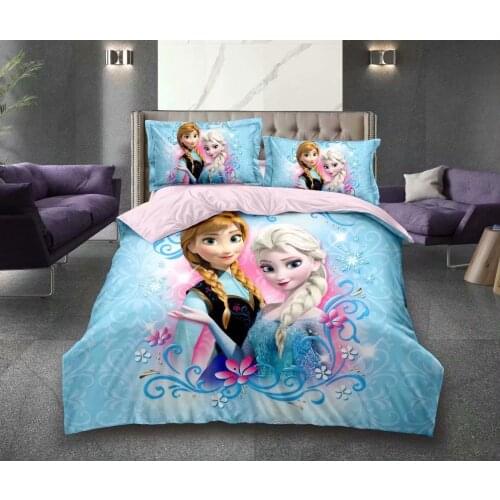 Disney 3D Printed Bedding Set Frozen Elsa Anna Rapunzel Princess Girls Single Bedlinen Duvet Cover Pillowcases