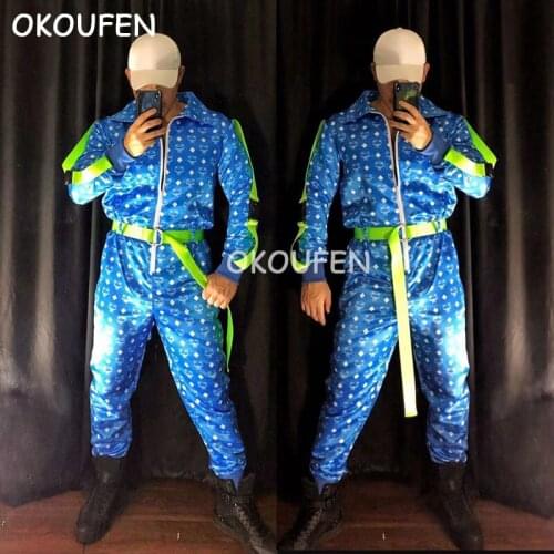 Bar nightclub men and women singer clothing tide brand hip hop night ds fluorescent ribbon tooling costume new style