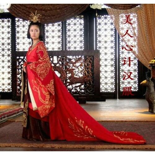 Red Queen Costume Beauty Ancient Empress Hanfu Performance Clothes Free Shipping Full Embroidery Full Set