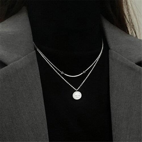 925 Sterling Silver Double Layer Round Bead Charm Pendant Choker Necklace For Girl Women Statement Wedding Jewelry dz595