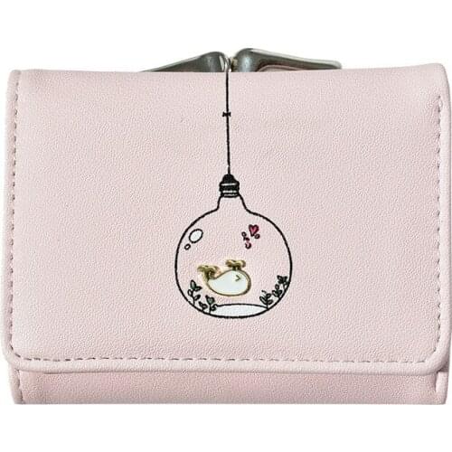 Fashion Brand Cartoon Pattern Wallet for Women Simple Short Three Folded Multi Card Position Coin Bags Female Daily Shopper B444