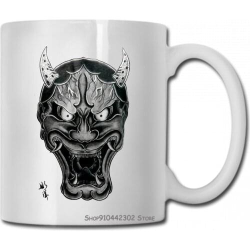 Mens Og Hanya Hori Yo Oni Japanese Demon Asian Black Market Art Gray Tee Mug Cup Women Men