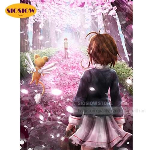 5D Diy Diamond Painting Card Captor Sakura Cross Stitch Full Square Set Diamond Mosaic Embroidery Decor Home Gift For Girls Room