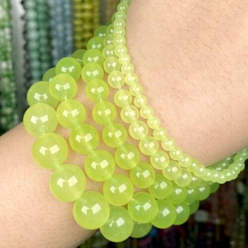 Natural Olive Green Jades Stone Round Beads Loose Spacer Beads For Jewelry Making Diy Bracelet Charm Accessories 4-12 mm 15"