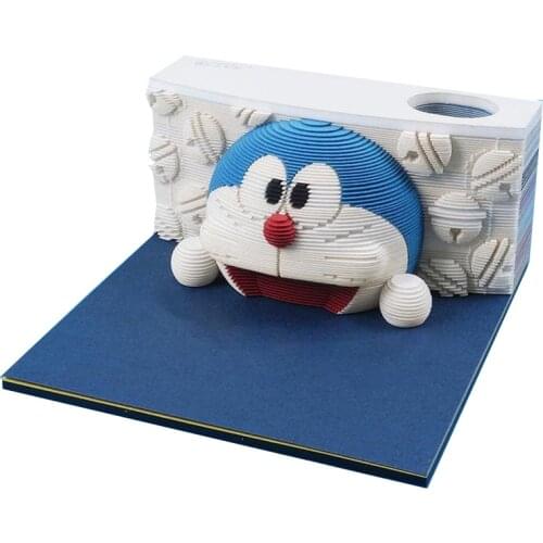New Omoshiroi Doraemon Block Cartoon Character Series Paper Cut Gifting Crafts Promotional 3D Memo Pad for Desktop Decor