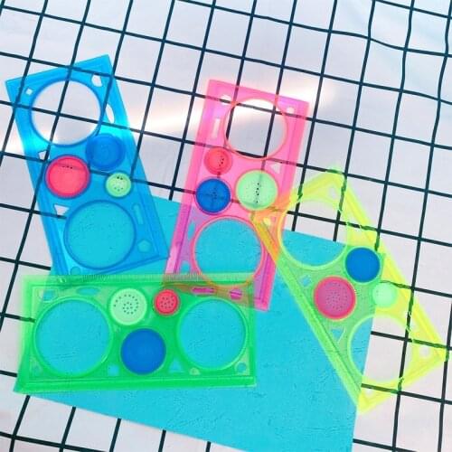 1pack/lot Kids' Puzzle Colorful Drawing Ruler Set Drawing-tool Spirograph Ruler Students DIY tools Stationery Material Escolar