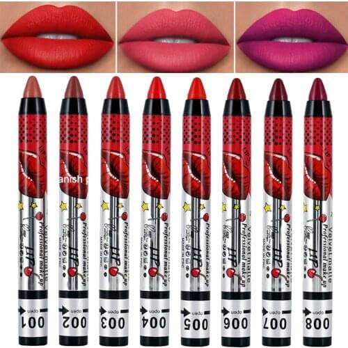 12 Colors Velvet Matte Lipsticks Pen Long Lasting Red Lip Stick Non-Stick Cup Lipstick Pencil Makeup Pigment Beauty Cosmetics