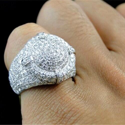 Luxury zircon diamonds Rings for men &women white gold silver color anillos jewelry bijoux fashion bague party accessory finger