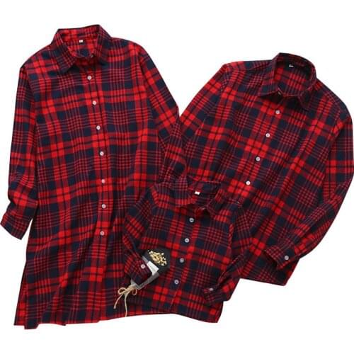 Family Matching Clothes Long Sleeves Outfits Mom And Girls Plaid Shirt Father Son Matching Clothes Kids Family Look Clothing