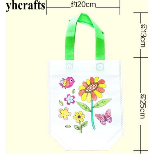 12PCS/LOT.Panit unfinished felt bag Shopping bag Drawing toys Early educational toys Kindergarten crafts Candy bag Christmas bag