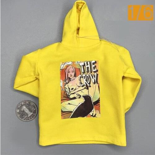 Hot Sales Scale 1/6 CROWTOYS Hip Hop Loose Yellow Shirt Hoodie For Usual 12inch Doll Figures Collection