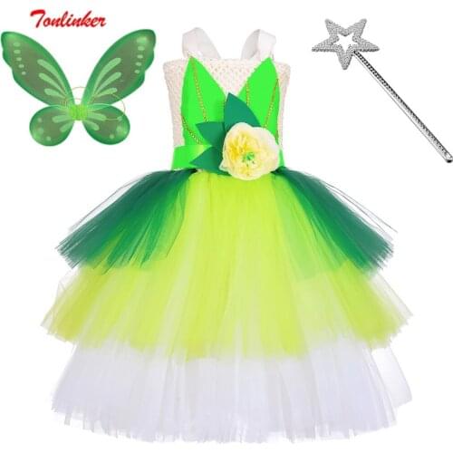 Tonlinker Girls Anime Flower Fairy Costume Christmas Kids Birthday Party Cake Tutu Dresses Princess Cute Elf Cosplay Costumes