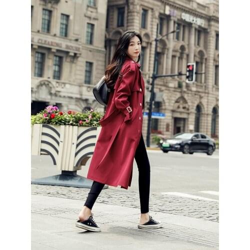 Windbreaker Womens Middle Long British Style Little Man 2021 Spring New Korean Loose Temperament Popular Womens Coat