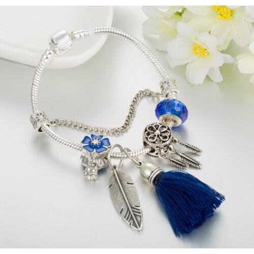 VIOVIA De Moda 2019 Tassel Charm Bracelets Beads With Flower Love DIY Jewelry Pulseras Gift for Women Friendship Bracelets