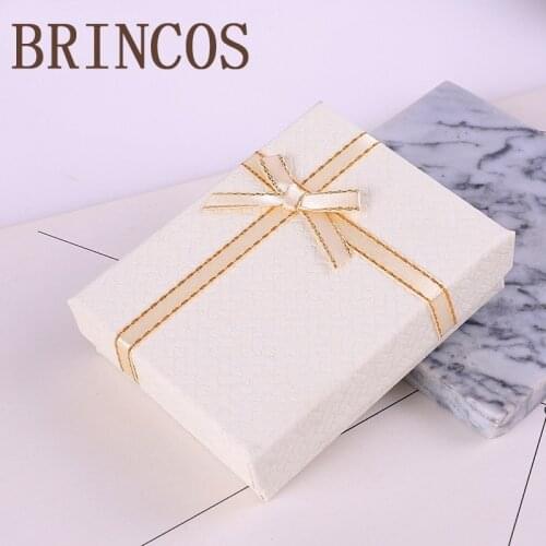 High quality decorative ring paper square jewelry storage earrings necklace engagement bracelet multi color gift box bow 2019