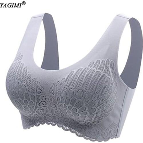 YAGIMI Sexy Push Up Bra for Women Seamless Plus Size Underwear Lace Top Bralette with Pad Vest Top Latex Bra Sleep Tops Bra