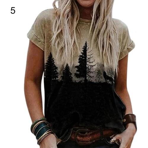 Summer Women T-shirt Floral Printed Loose Round Neck Heart Streetwear robe femme блузки 2021