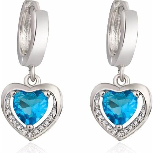 New Drop Earrings for Women 925 Silver Jewelry Accessories Heart Shape Zircon Gemstone Earrings Wedding Promise Party Ornaments