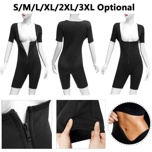 Sweat Neoprene Women Full Body Shaper Bodysuit Shapewear Suit Regular Size Zip