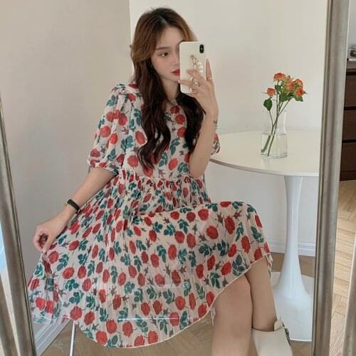 Dress French First Love Dress Puff Sleeve Retro Gentle Sweet Floral Dress Female Summer Korean Dress Doll Skirt