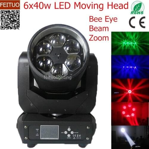 10pcs/lot LED Bee Eye Moving Head Light Super Beam 6x40w Stage Lighting Zoom Wash Moving Head Disco Light for Party DJ
