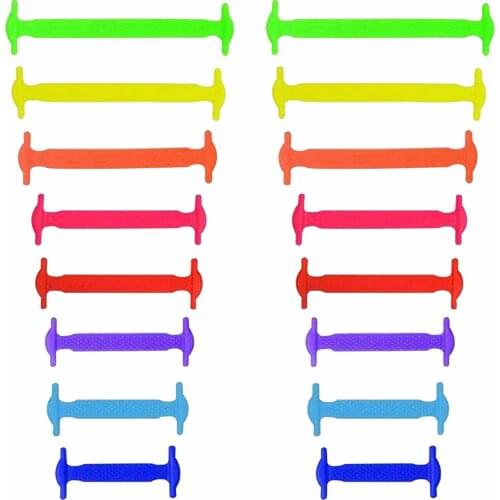 16pcs/set Solid Kids Adult No Tie Daily Sneakers Casual Athletic DIY Silicone Elastic Shoelaces Students Universal Fashion