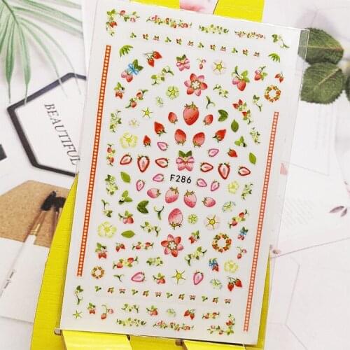 3D Nail Sticker Strawberry Flower Design Nail Art Decorations Stickers Foil Decals Wraps Manicure Accessories Nails Decoraciones