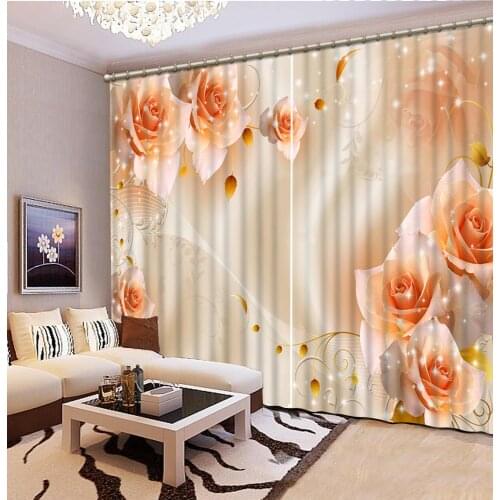 3D Curtain Blackout Shade Window Curtains Romantic pink rose flower Curtains For Living Room bedroom 3D Bathroom Shower Curtain