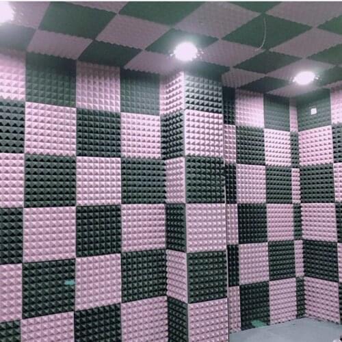 4Pcs 50x50x5cm Studio Acoustic Foam Flame Retardant Soundproof Tile Wedge Sound Absorption Treatment Panel High Density Sponge