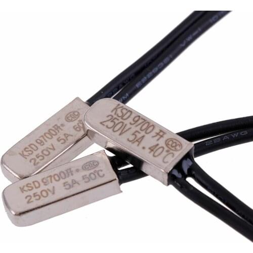 5PCS KSD9700 250V 5A 40~60 Degree Bimetal Disc Temperature Switch Normal Close Closed Thermostat Thermal Protector