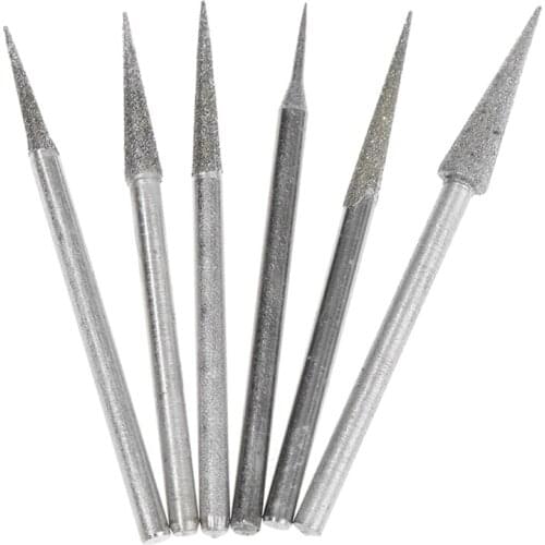 6pcs 42-50mm Diamond Grinding Head Grinding Needle Bits Burrs Metal Stone Jade Engraving Carving Tools Shank Needle