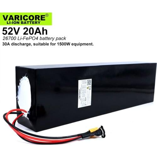 VariCore 52V 20Ah 16S4P 26700 Lifepo4 Battery Pack 20A Maximum 60A Balanced BMS for Electric Boat E-bike 58.4V Lawn mower XT60