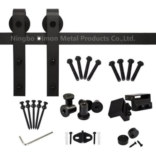 Dimon Black Hanging Wheel Hot Sell Nice Black Cheap America Style Wooden Sliding Barn Door Hardware DM-SDU 7201