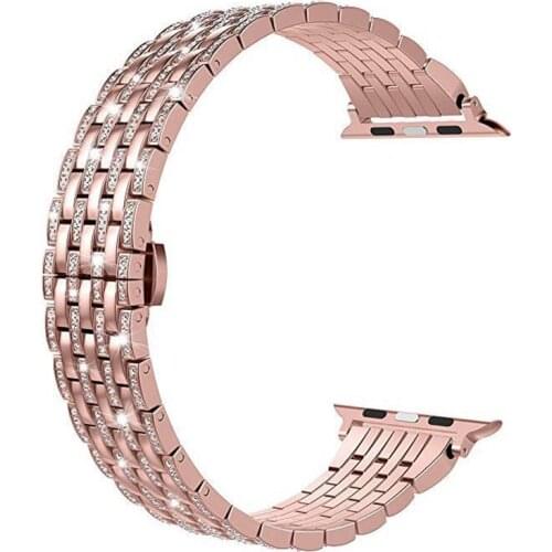 Luxury Diamond Strap for Apple Watch Band 6 5 SE 4 3 42 44mm 38mm 40mm Stainless Steel chain Bracelet Metal for Iwatch Series 6