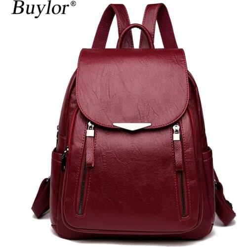 Buylor Womens Backpack Large Capacity Backpack PU Leather Handbag Women Fashion Schoolbag Travel Shopping Elegant Bag mochila