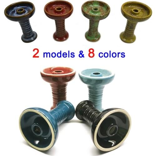 Black Ceramic Hookah Bowl Blue Shisha Cup Red Flavor Holder Green Hookha Head Yellow Narguile Smoking Phunnel Chicha Funnel Pot