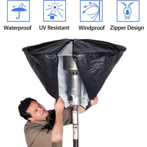 Black Patio Heater Cover for Mushroom Shape Type Heater Durable Waterproof UV Protector Outdoor Home Garden Dust Cover 140x47cm