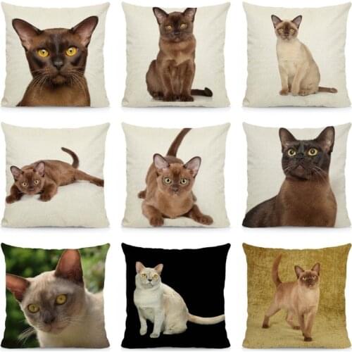 XUNYU Cute Burmese Cat Cushion Cover Animal Print Throw Pillow Case 45x45cm DWM009