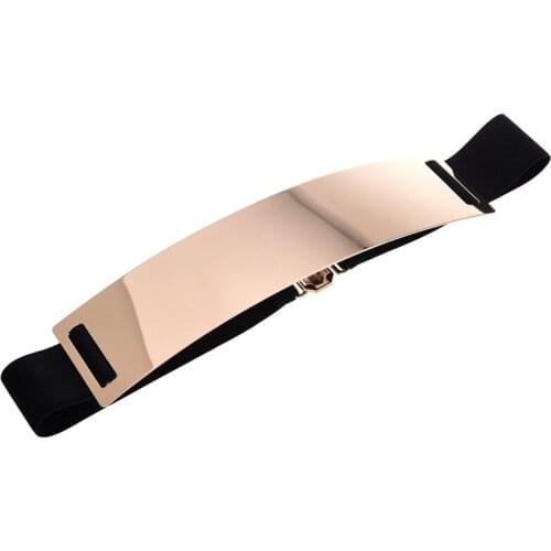 Black Chic Metal Buckle Elastic Waist Belt For Women