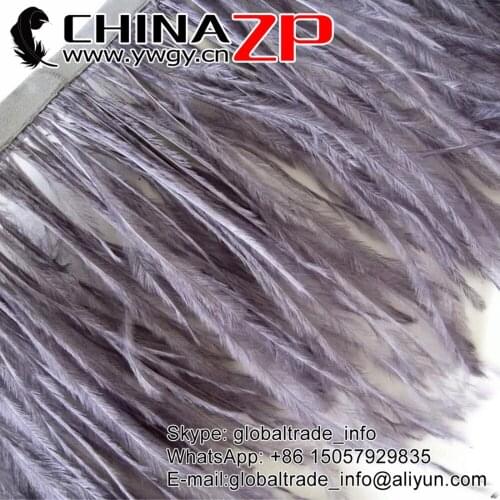 CHINAZP Yiwu ZP Crafts Co., Ltd 2yards/color/lot Good Quality Dyed Grey Ostrich Feathers Trim